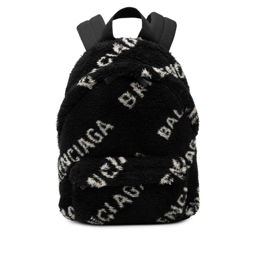 Balenciaga Small Faux Fur Diagonal Logo Everyday Backpack