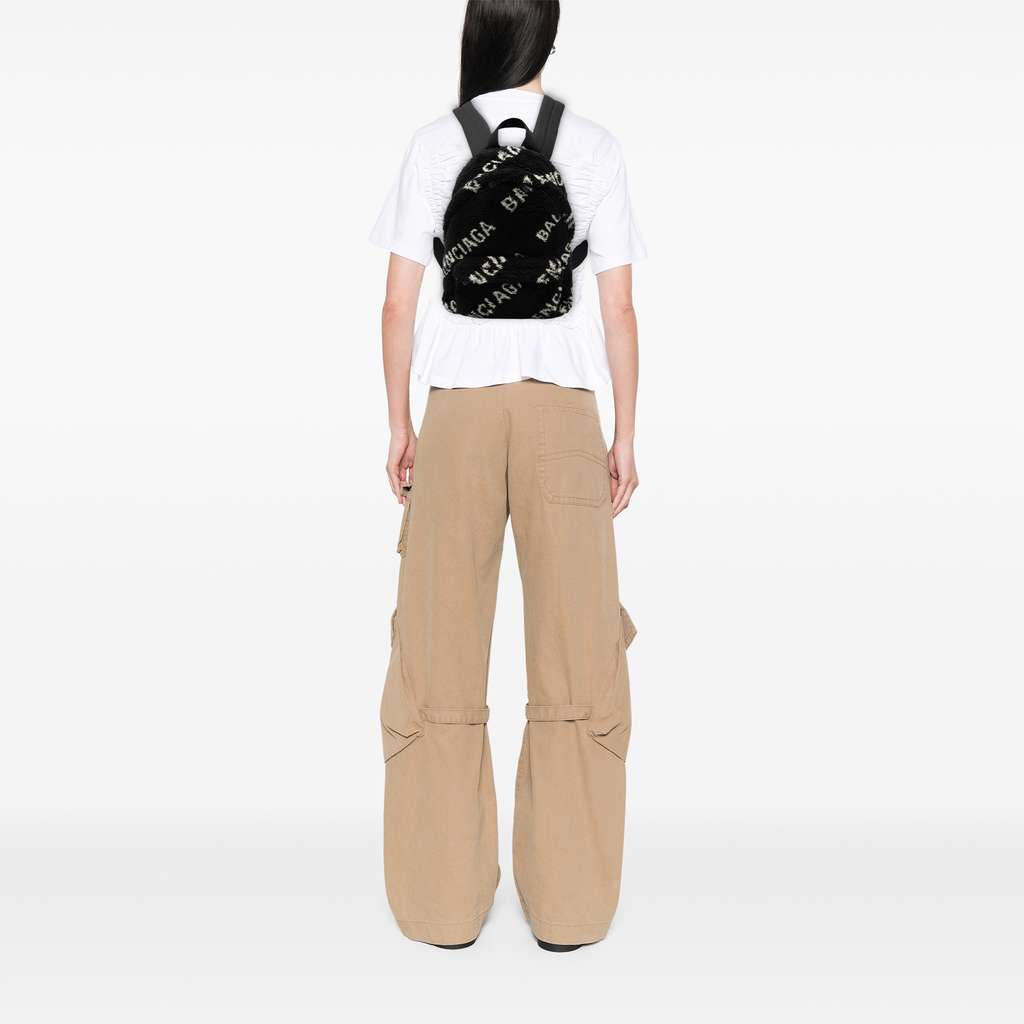 Balenciaga Small Faux Fur Diagonal Logo Everyday Backpack - Detail 2
