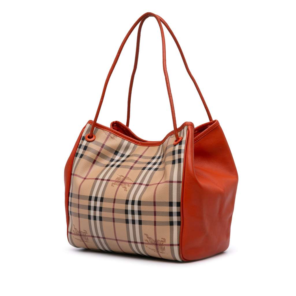 Burberry Small Leather Trimmed Haymarket Check Coated Canvas Canterbury Tote - Back view