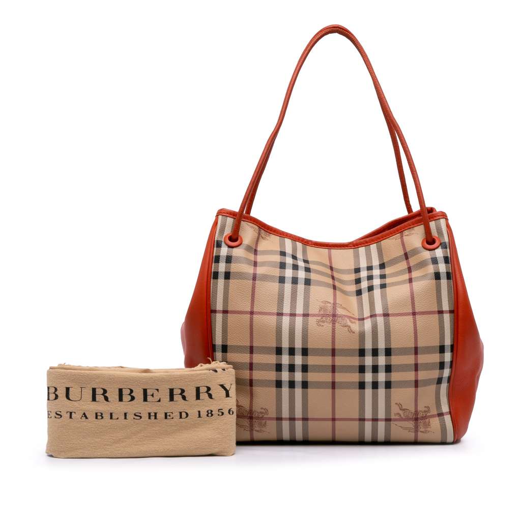 Burberry Small Leather Trimmed Haymarket Check Coated Canvas Canterbury Tote - Image 14