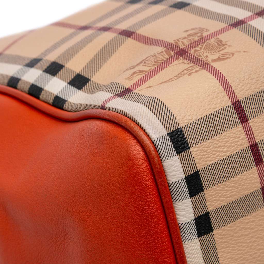 Burberry Small Leather Trimmed Haymarket Check Coated Canvas Canterbury Tote - Detail 2