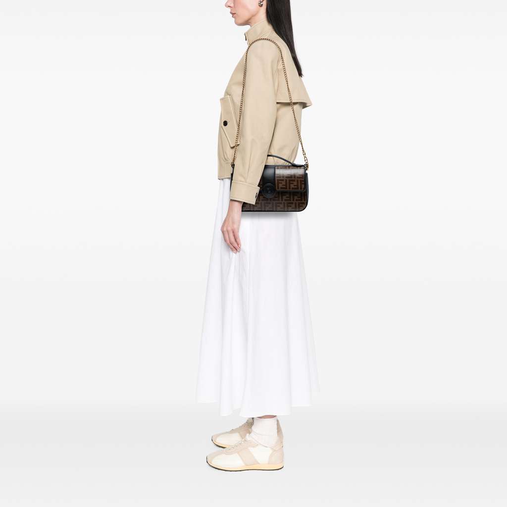 Fendi Zucca Crystal Double F Baguette Satchel - Detail 2