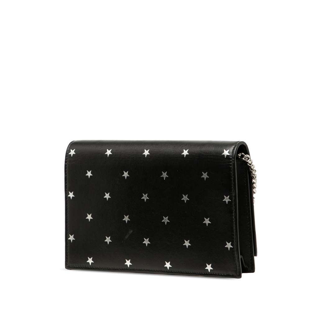 Saint Laurent Calfskin Star Print Classic Monogram Kate Tassel Wallet on Chain - Back view