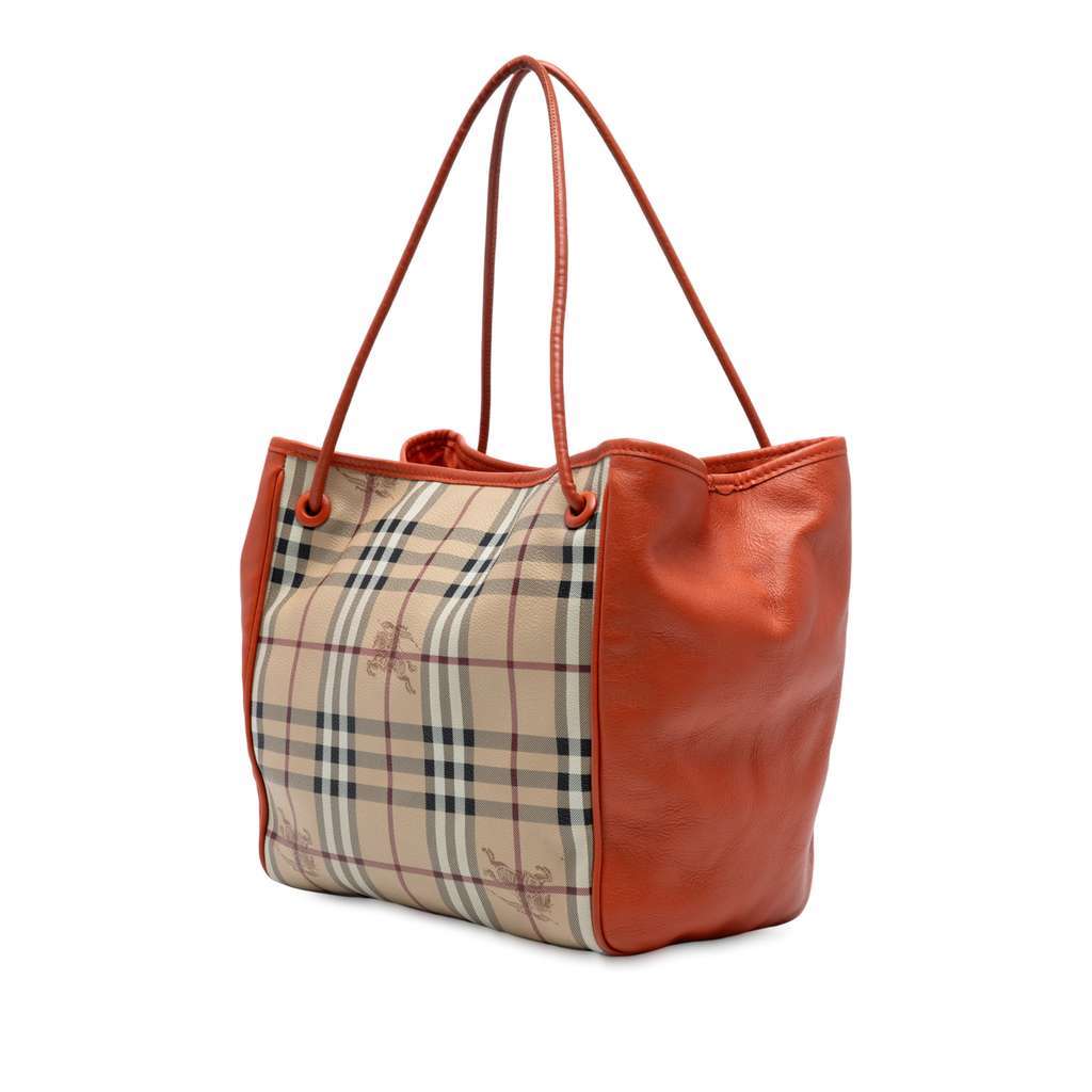 Burberry Small Leather Trimmed Haymarket Check Coated Canvas Canterbury Tote - Back view