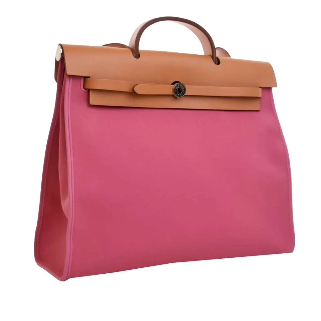 Hermès Toile Herbag Zip 39 Pink Canvas Very good - Back View