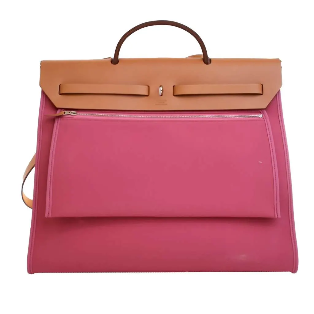 Hermès Toile Herbag Zip 39 Pink Canvas Very good - Model View