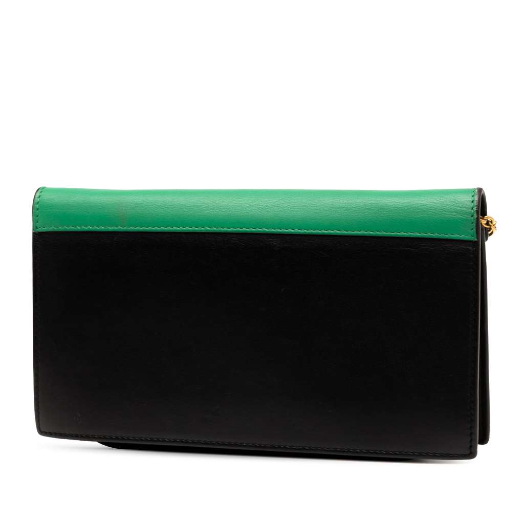 Celine Tricolor Leather Pocket Envelope Wallet On Chain - Back view