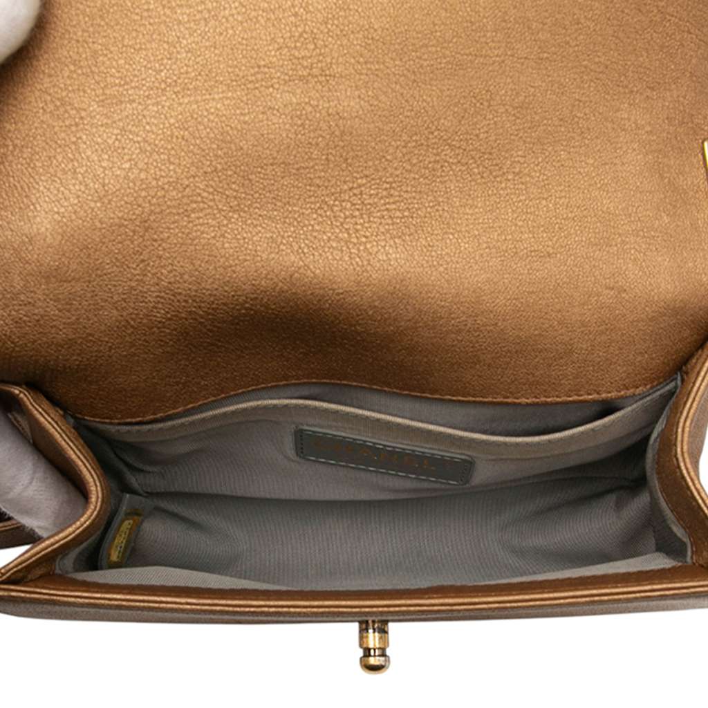 Chanel Small Quilted Metallic Lambskin Interwoven CC Boy Flap - 4