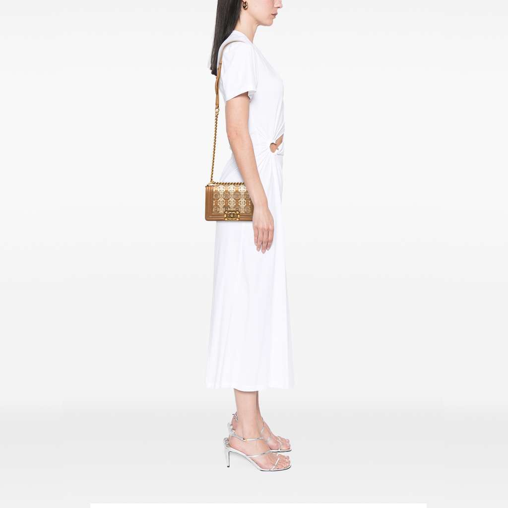 Chanel Small Quilted Metallic Lambskin Interwoven CC Boy Flap - Detail 2