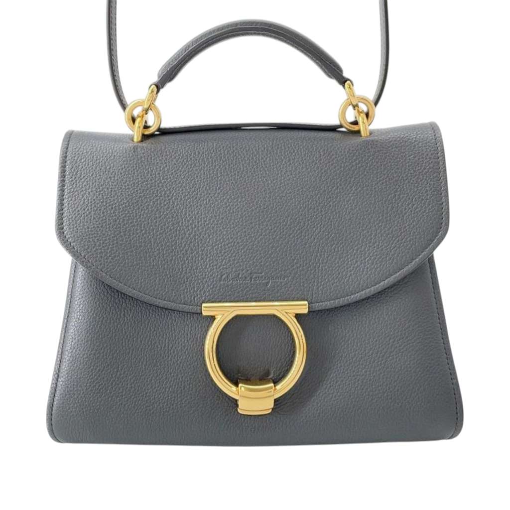 Salvatore Ferragamo Calfskin Gancini Margot Top Handle Bag