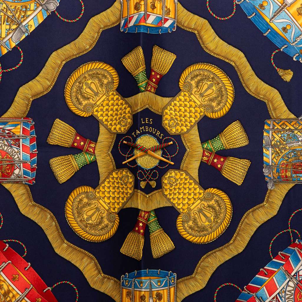 Hermès Les Tambours Silk Scarf 90 - Back view