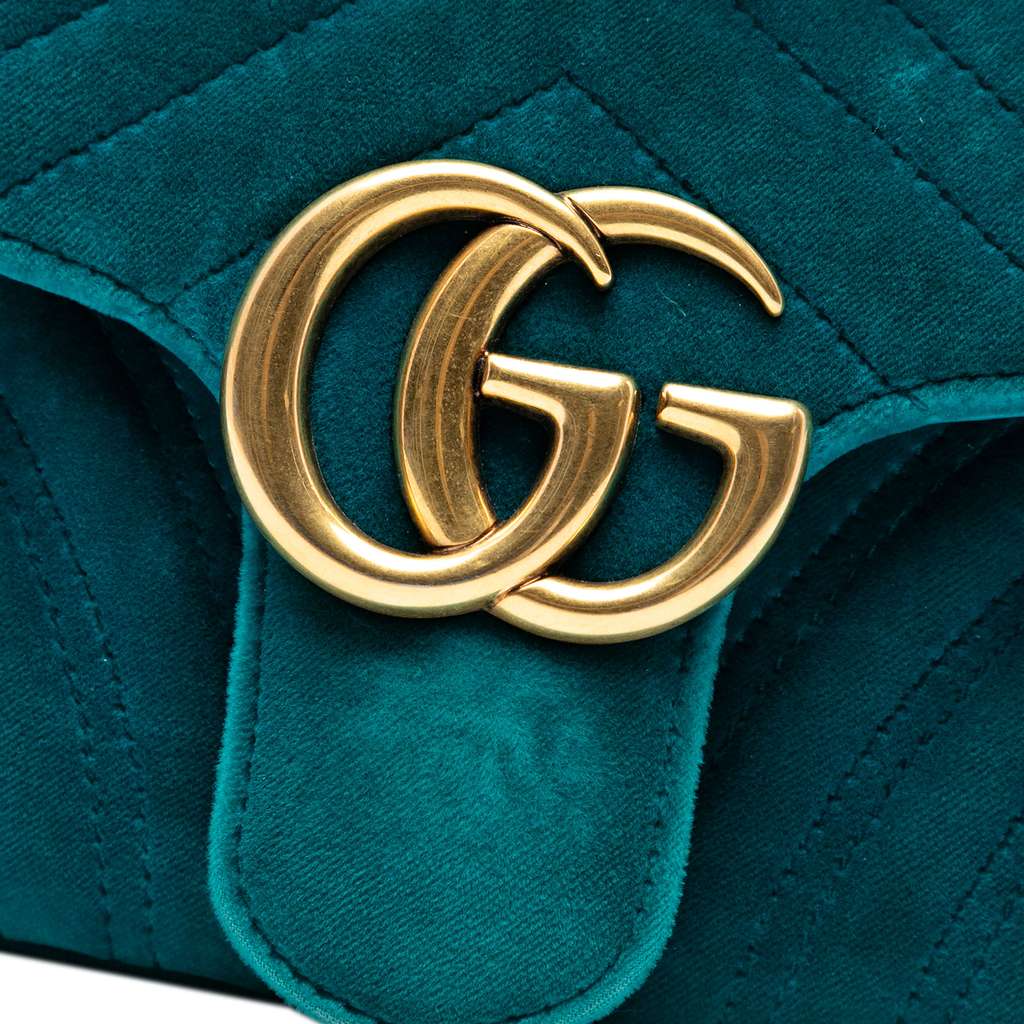 Gucci Medium GG Marmont Matelasse Velvet Shoulder Bag - Detail 1