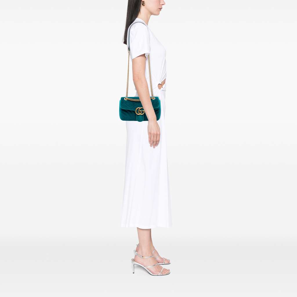 Gucci Medium GG Marmont Matelasse Velvet Shoulder Bag - Detail 2