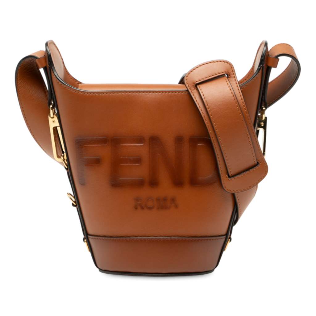 Fendi Leather Debossed Logo Bucket Bag