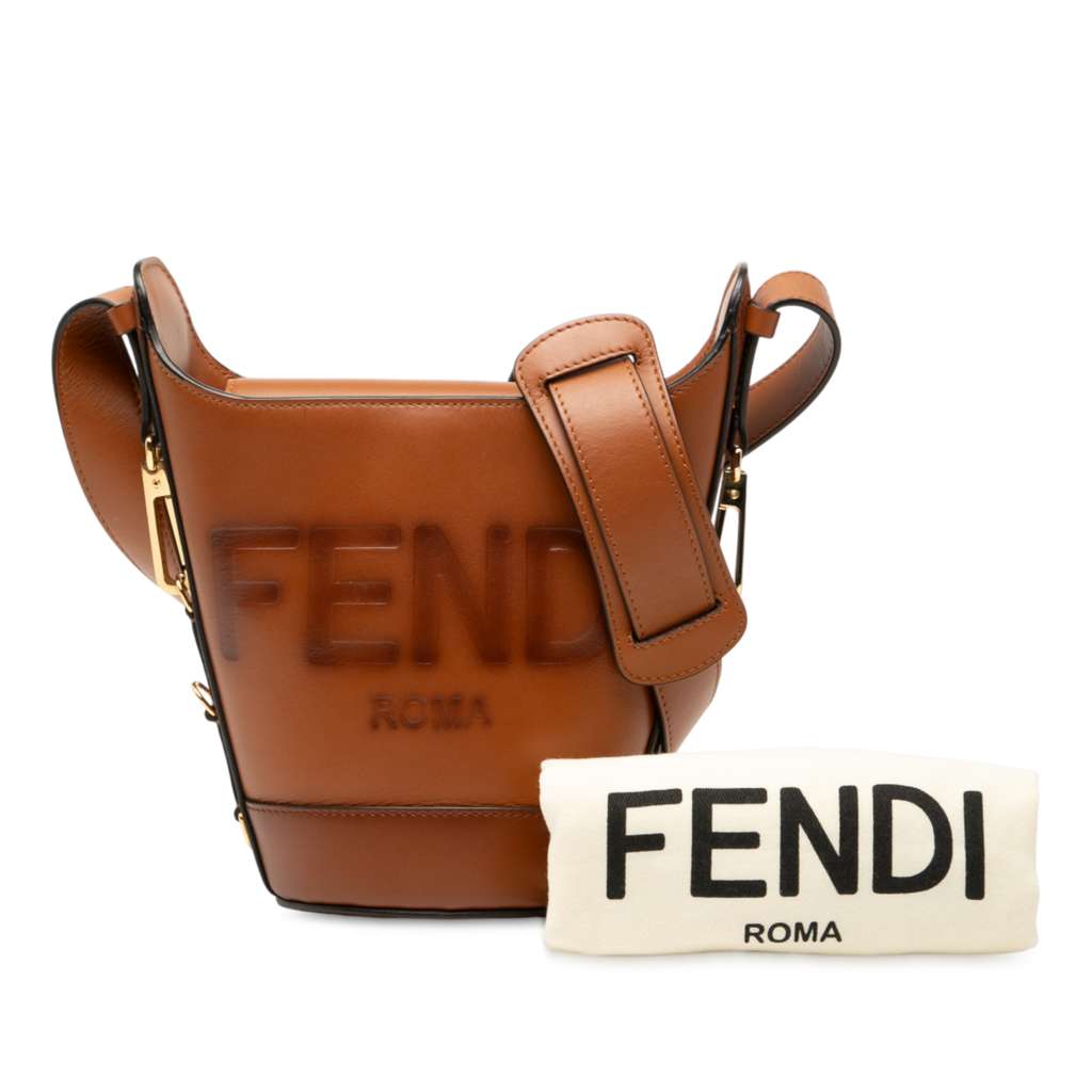 Fendi Leather Debossed Logo Bucket Bag - Image 10
