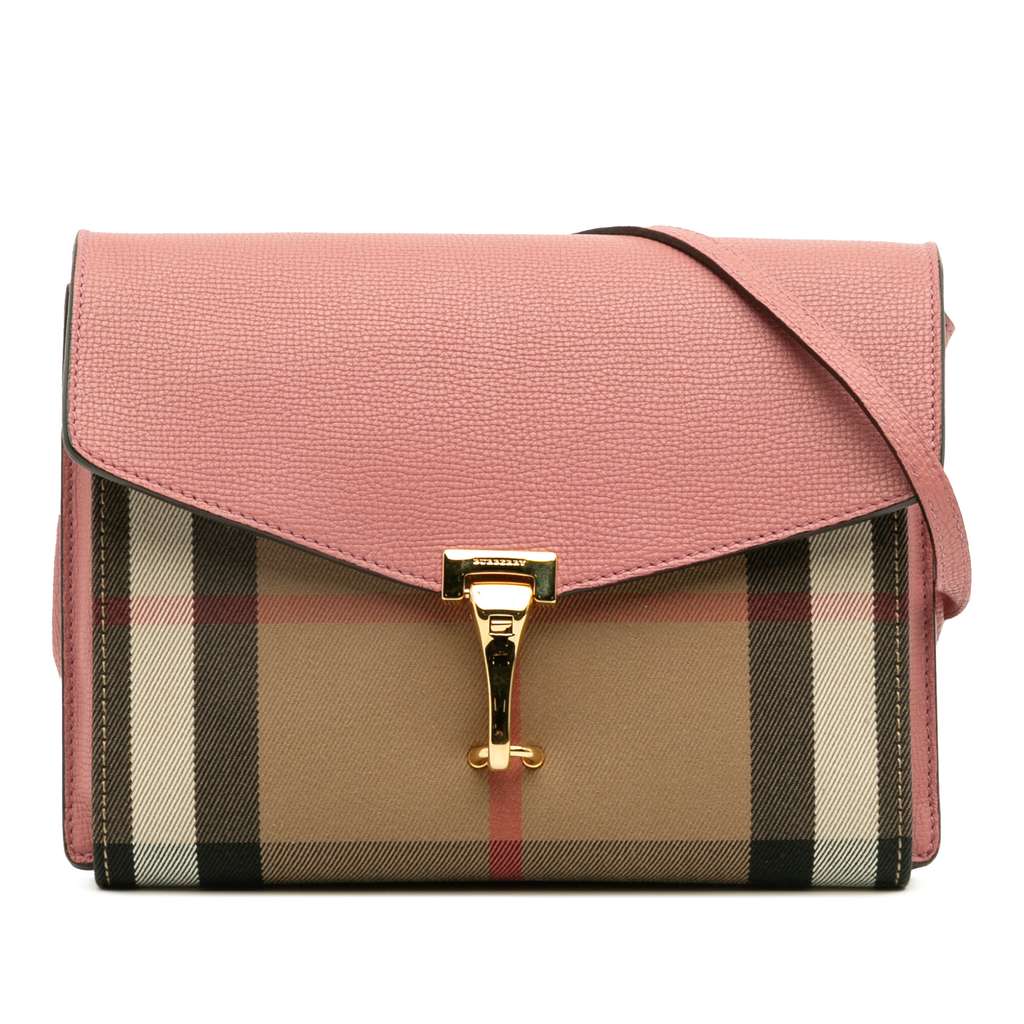 Burberry Small Leather and House Check Canvas Derby Macken Crossbody