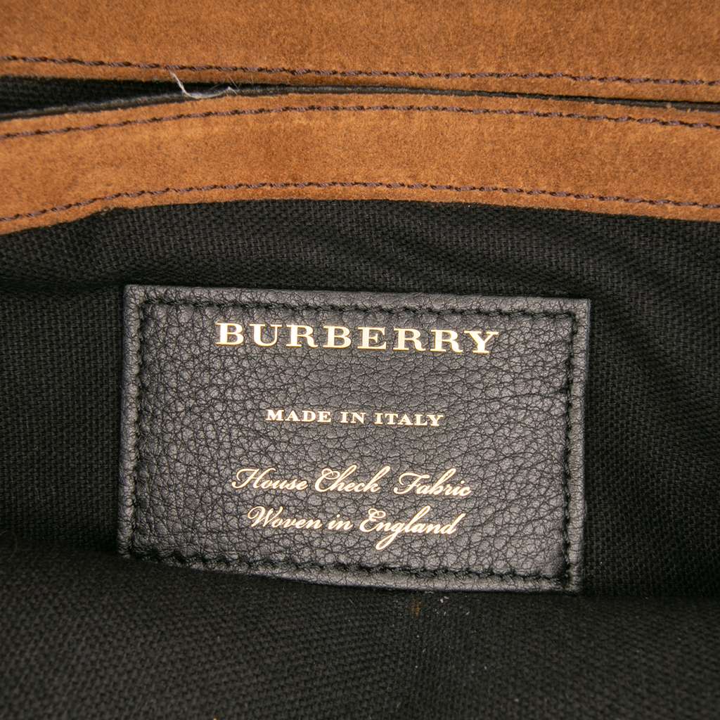 Burberry Small Leather and House Check Canvas Derby Macken Crossbody - Side view