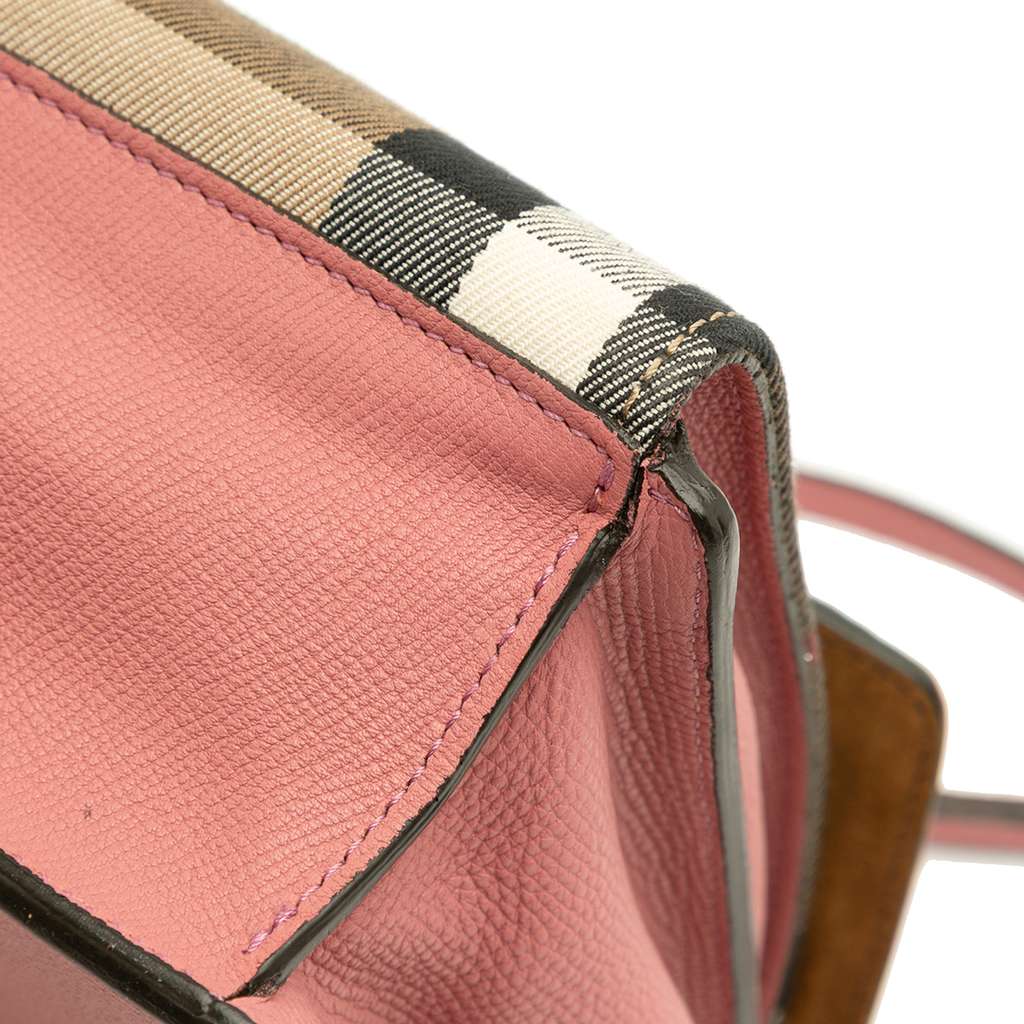 Burberry Small Leather and House Check Canvas Derby Macken Crossbody - Image 10
