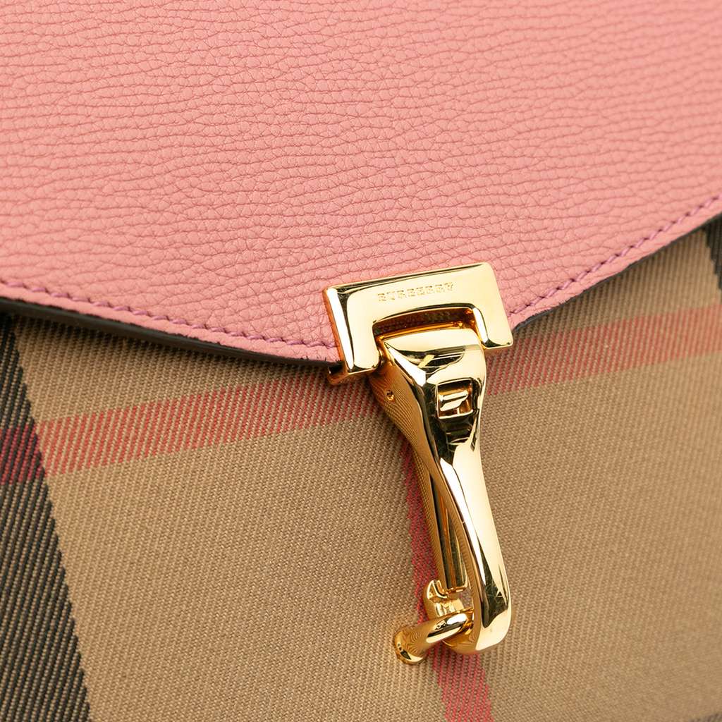 Burberry Small Leather and House Check Canvas Derby Macken Crossbody - Image 11