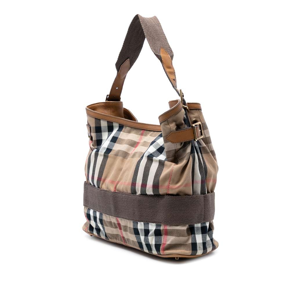 Burberry House Check Canvas Brecon Shoulder Bag - Back view