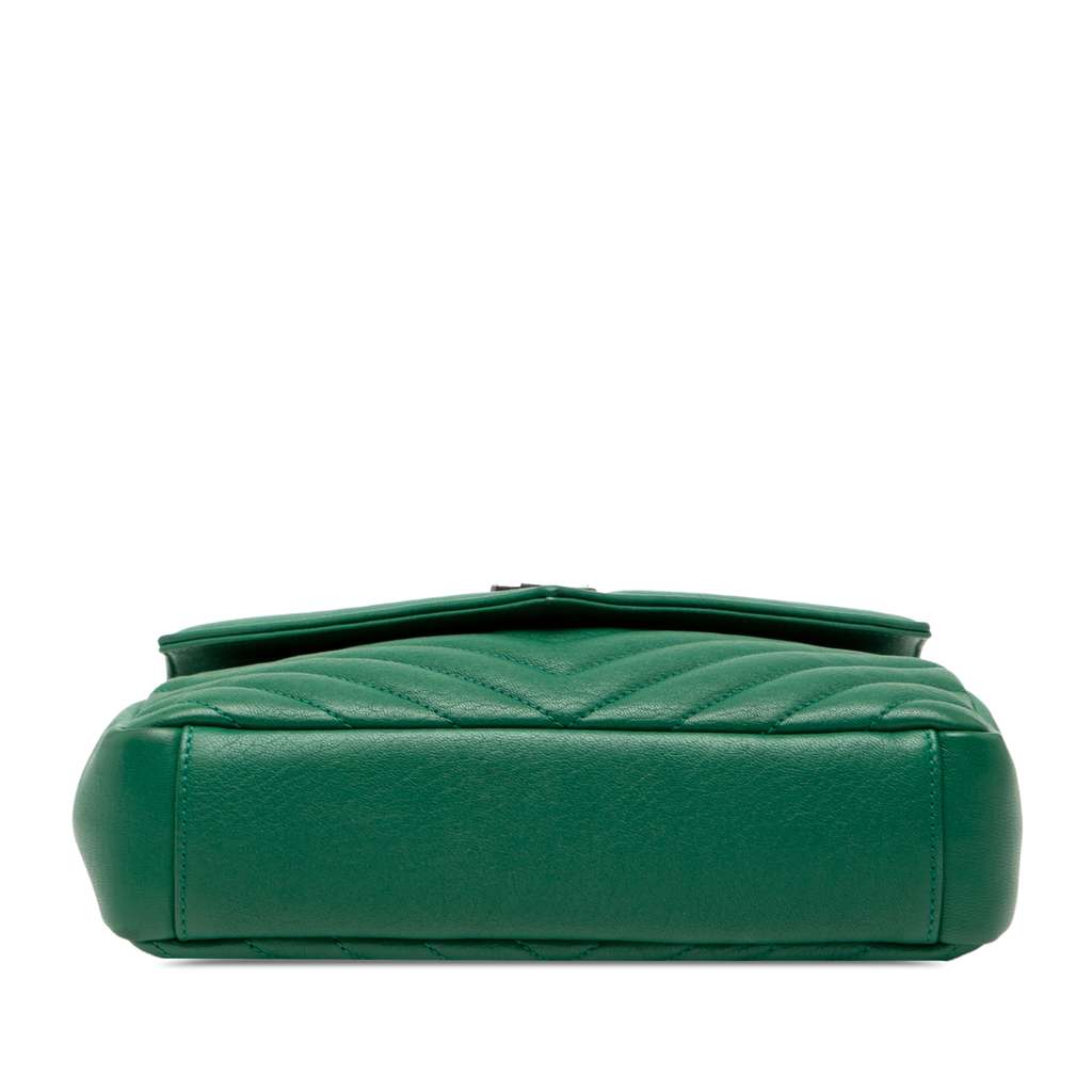 Saint Laurent Medium Quilted Chevron Sheepskin College Satchel - Image 6