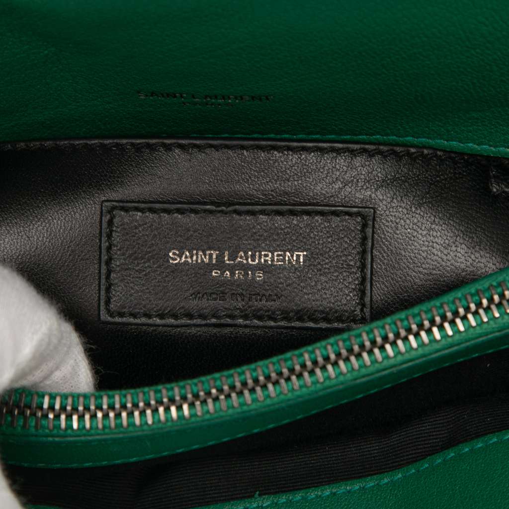 Saint Laurent Medium Quilted Chevron Sheepskin College Satchel - Side view
