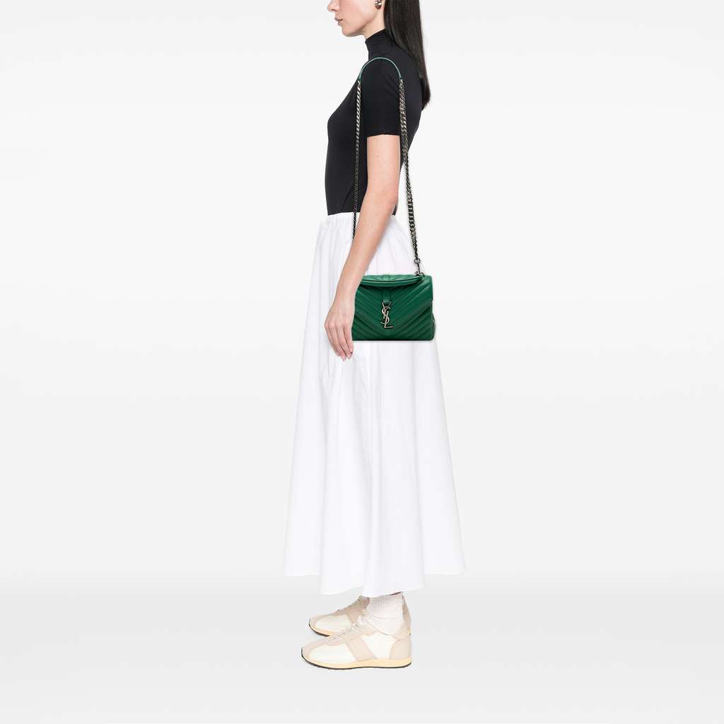 Saint Laurent Medium Quilted Chevron Sheepskin College Satchel - Detail 2