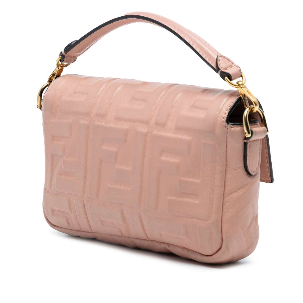 Fendi Mini Zucca Embossed Leather Baguette Satchel - Back view