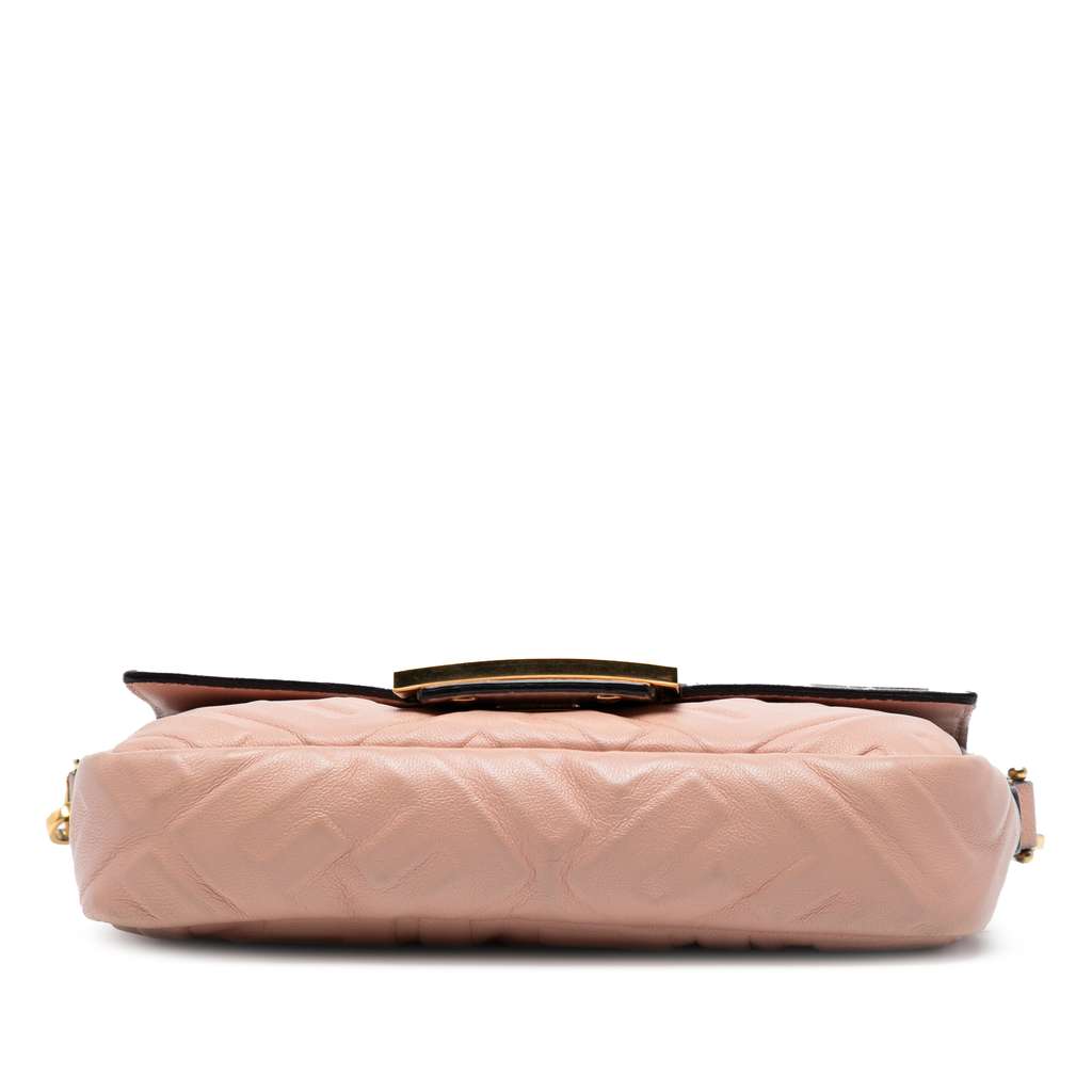 Fendi Mini Zucca Embossed Leather Baguette Satchel - Image 6