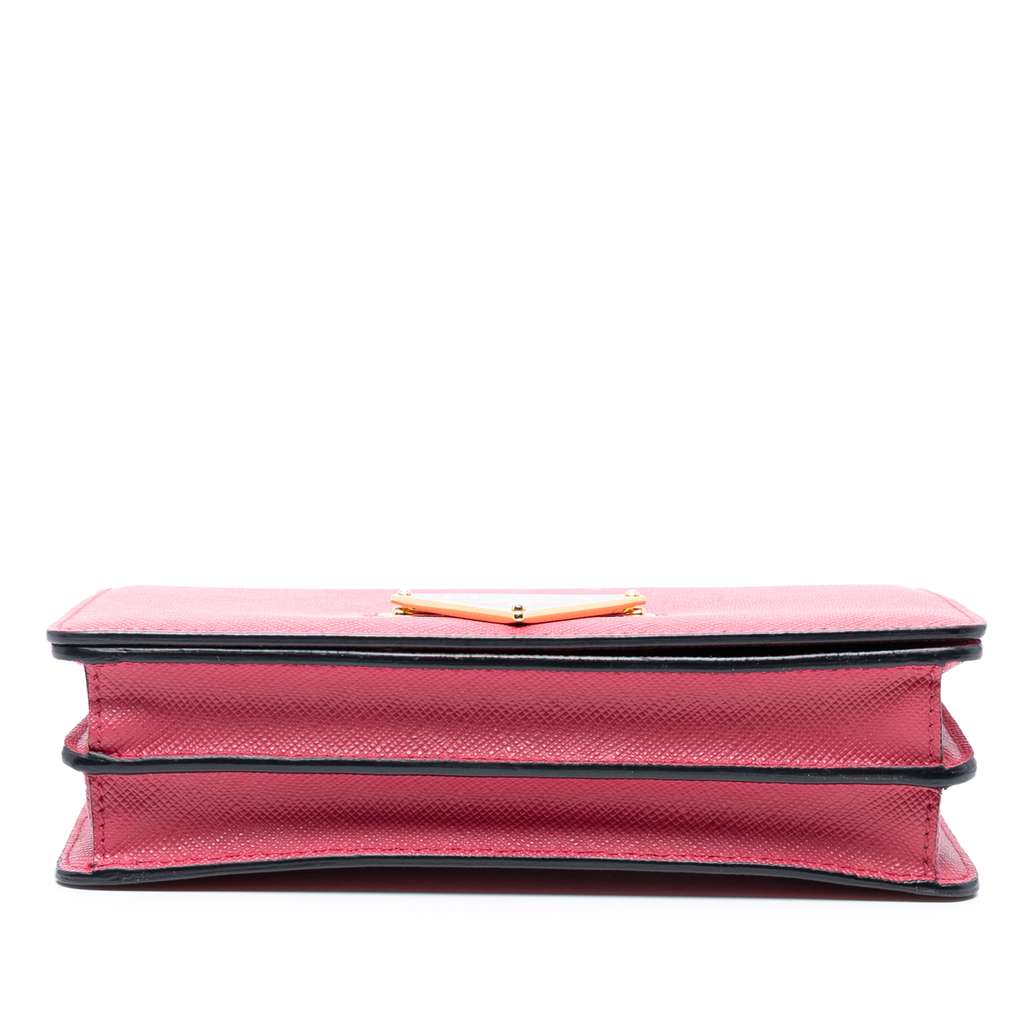 Prada Saffiano Lux Flip Lock Wallet on Chain - Image 6