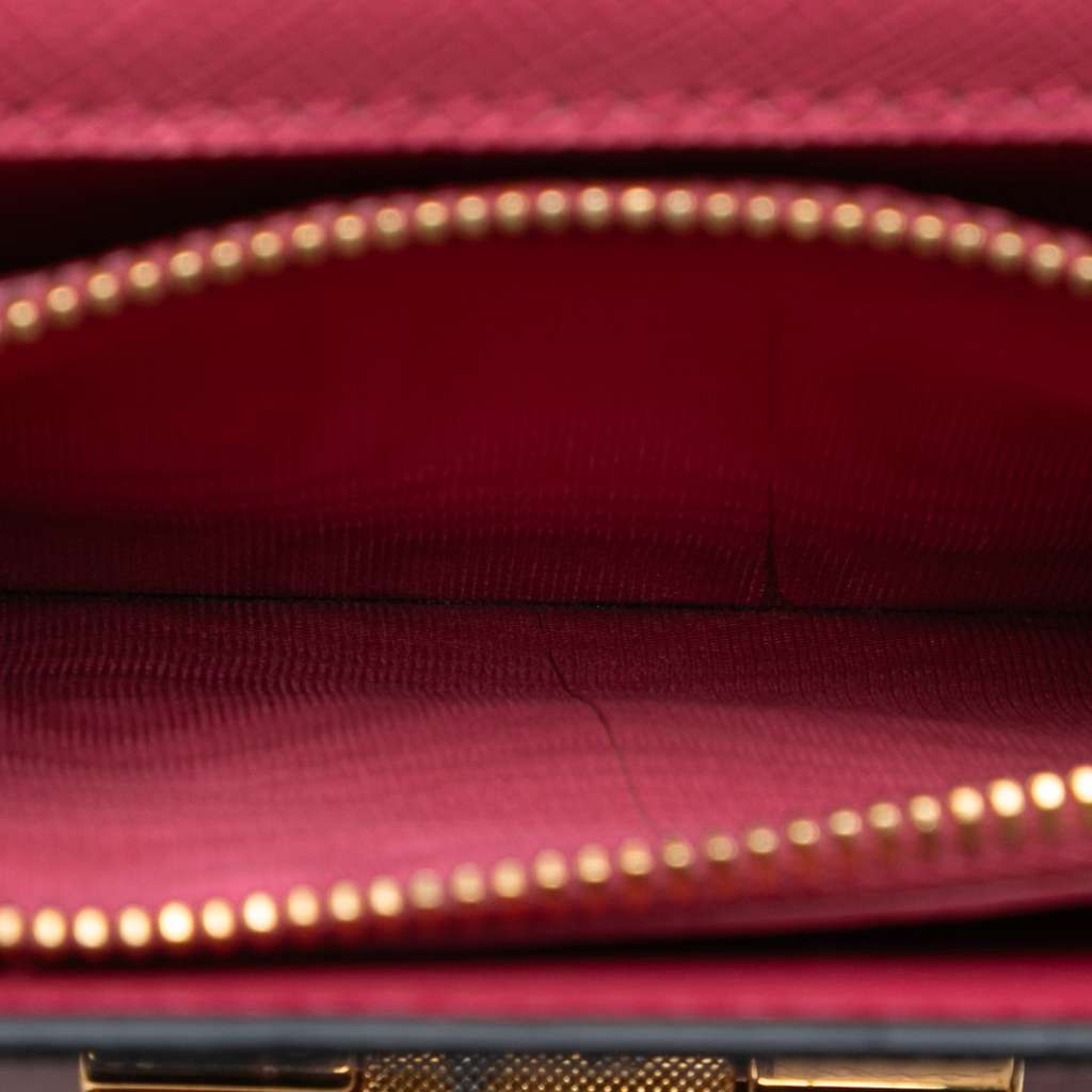 Prada Saffiano Lux Flip Lock Wallet on Chain - 4