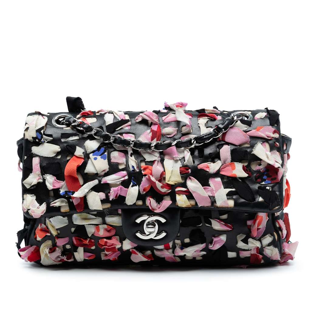 Chanel Medium Classic Lambskin and Silk Ribbon Single Flap