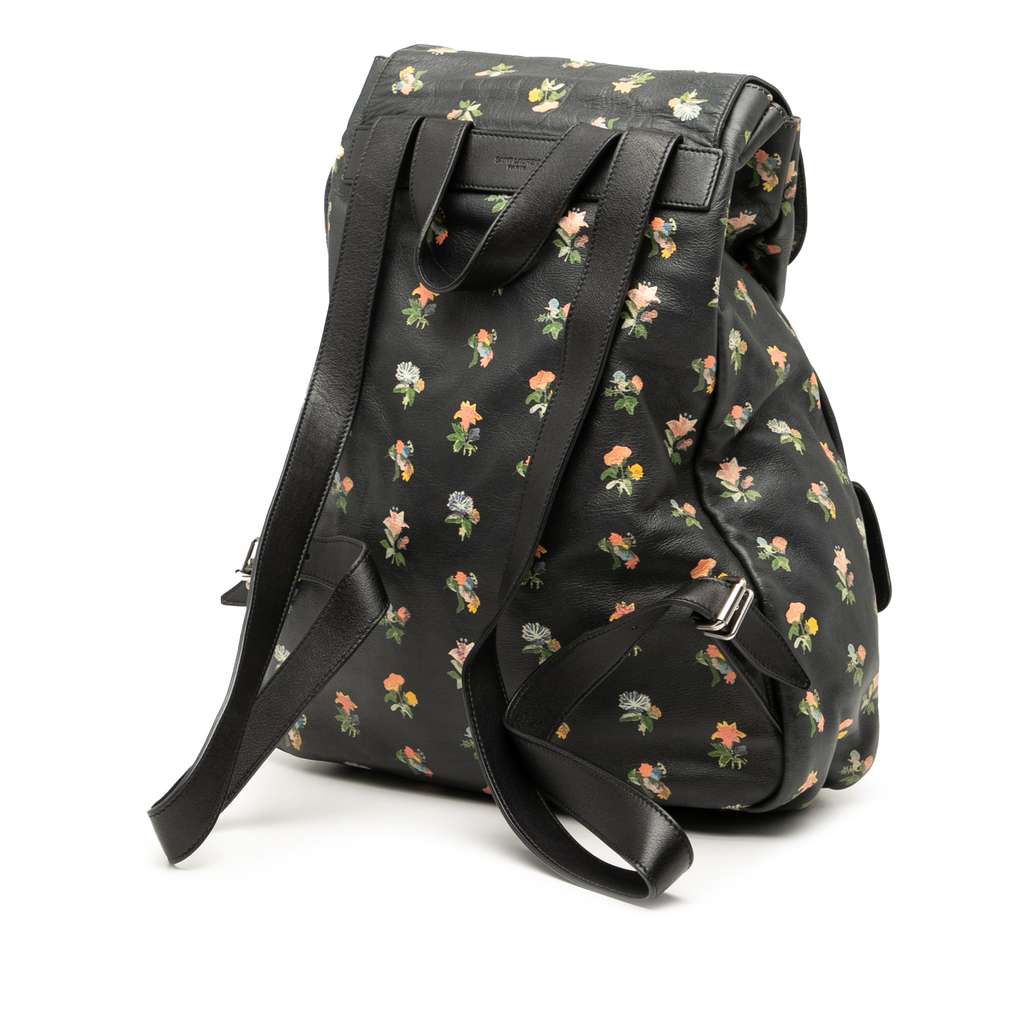 Saint Laurent Leather Prairie Floral Printed Festival Backpack - Back view