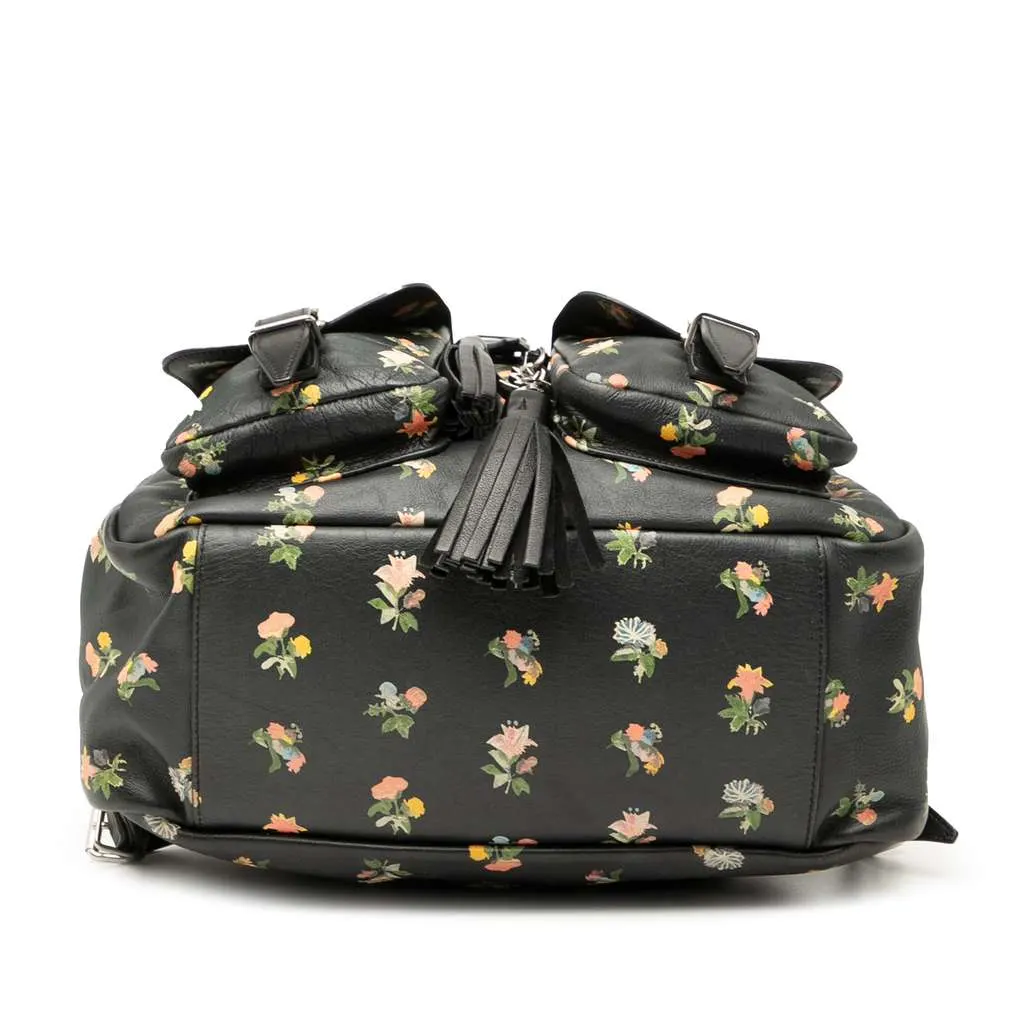 Saint Laurent Leather Prairie Floral Printed Festival Backpack Black Leather Very good - Inside View