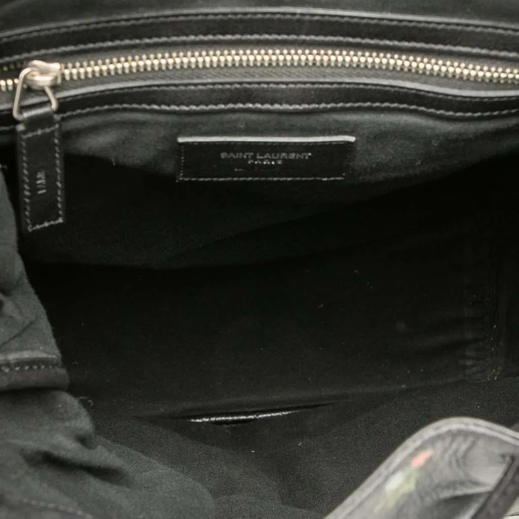 Saint Laurent Leather Prairie Floral Printed Festival Backpack Black Leather Very good - Model View
