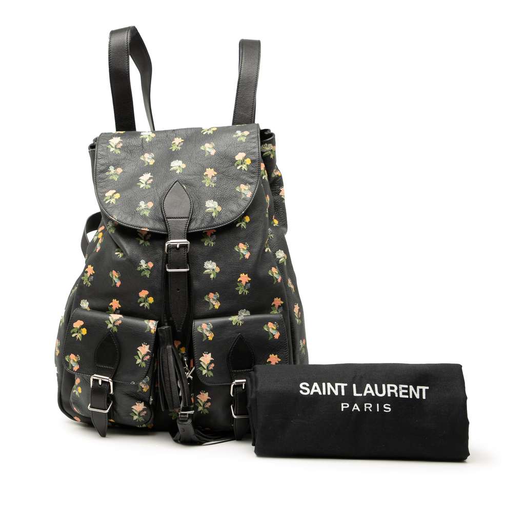 Saint Laurent Leather Prairie Floral Printed Festival Backpack - Image 10