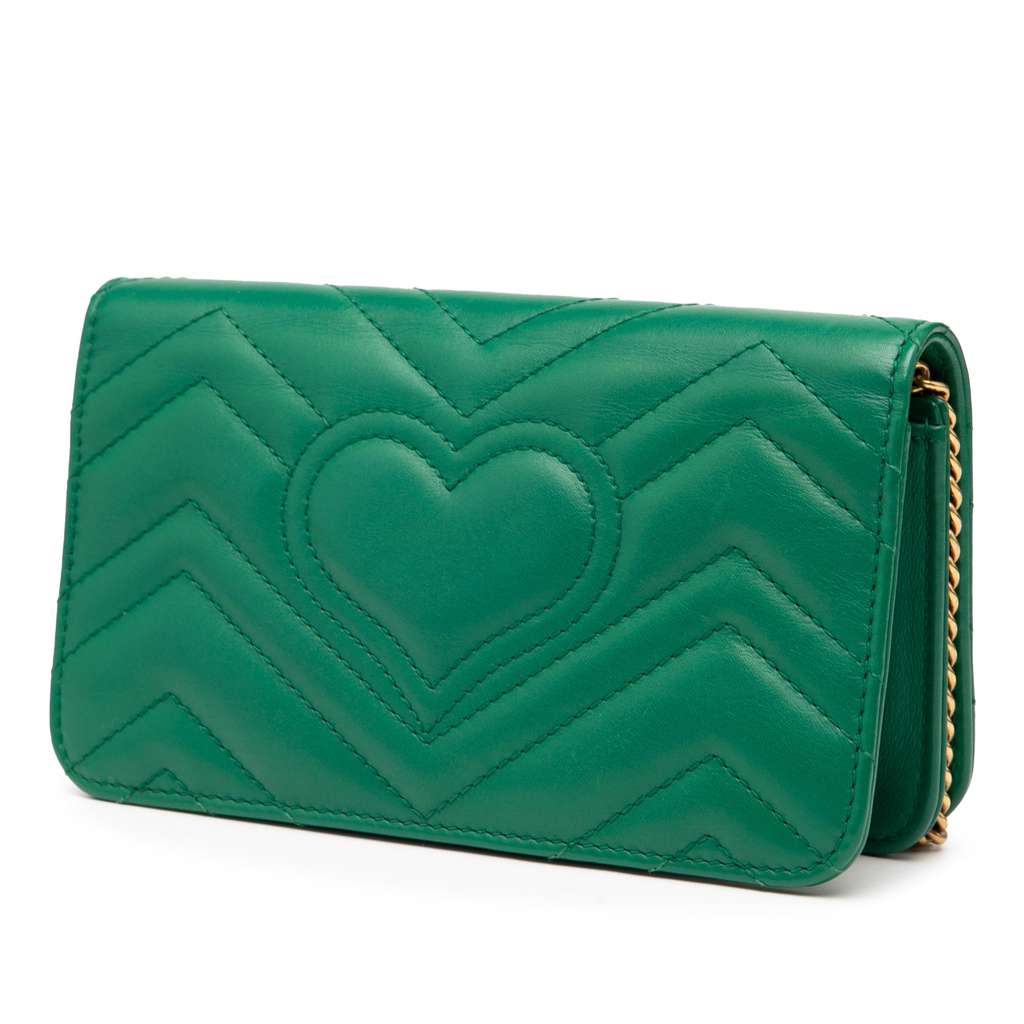 Gucci Mini GG Marmont Matelasse Leather Wallet On Chain - Back view