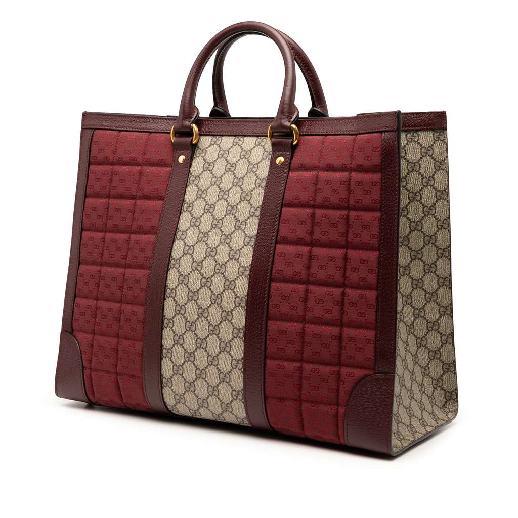 Gucci Medium GG Supreme and Quilted Mini GG Canvas Double G Tote - Back view