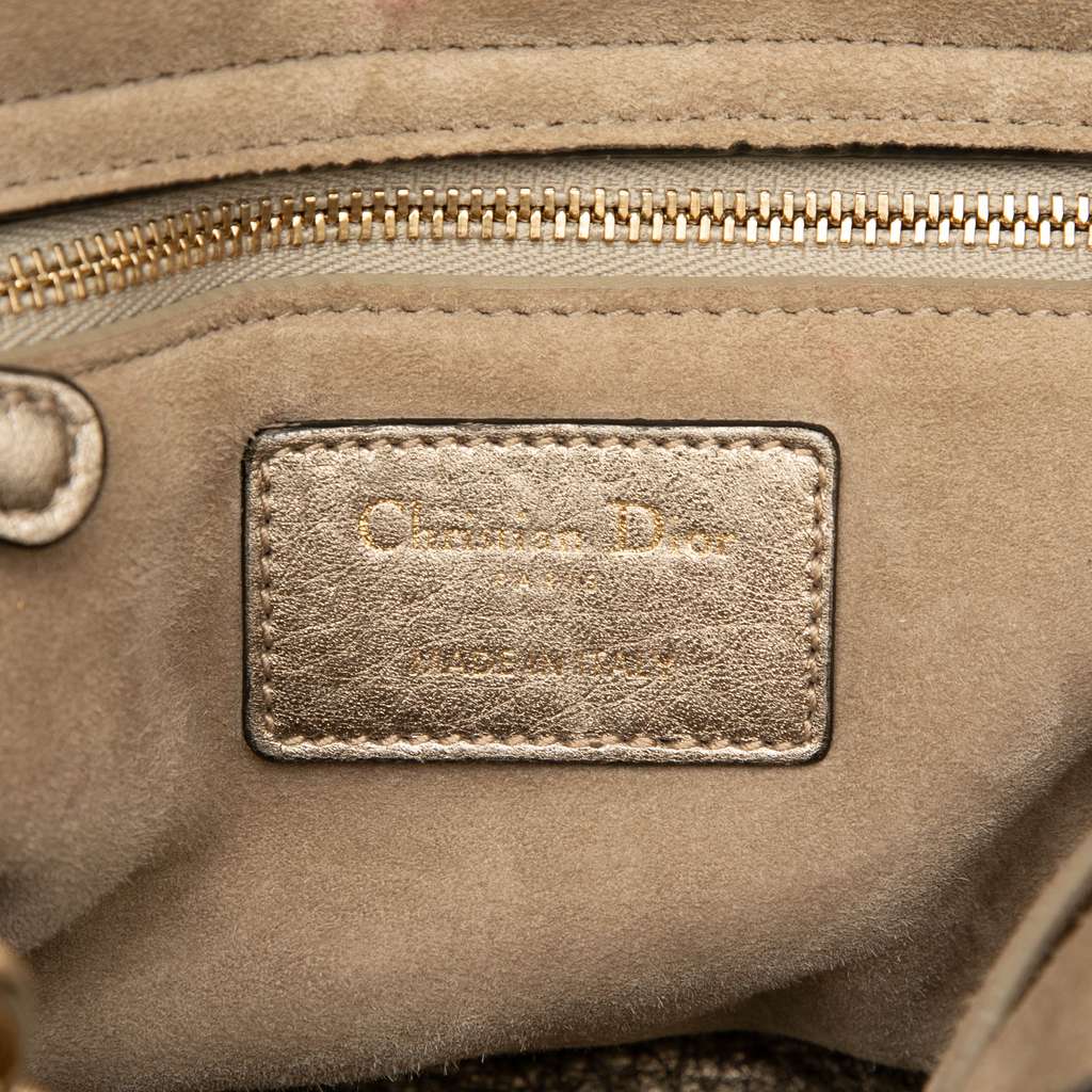 Dior Medium Metallic Grained Calfskin Cannage Supple Lady Dior - Side view