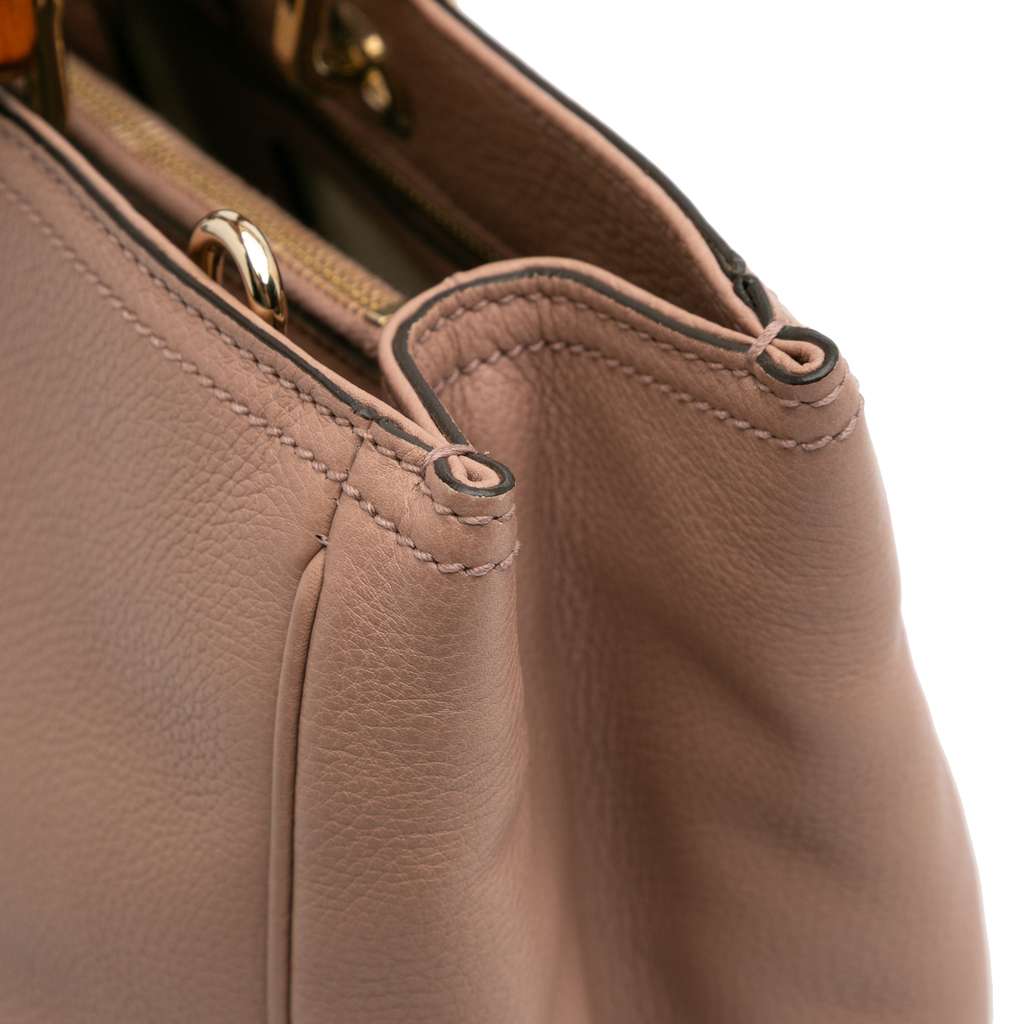 Gucci Medium Calfskin Bamboo Shopper Satchel - Detail 2