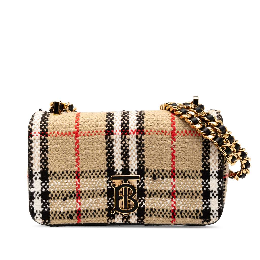Burberry Mini House Check Cotton and Wool Lola Crossbody
