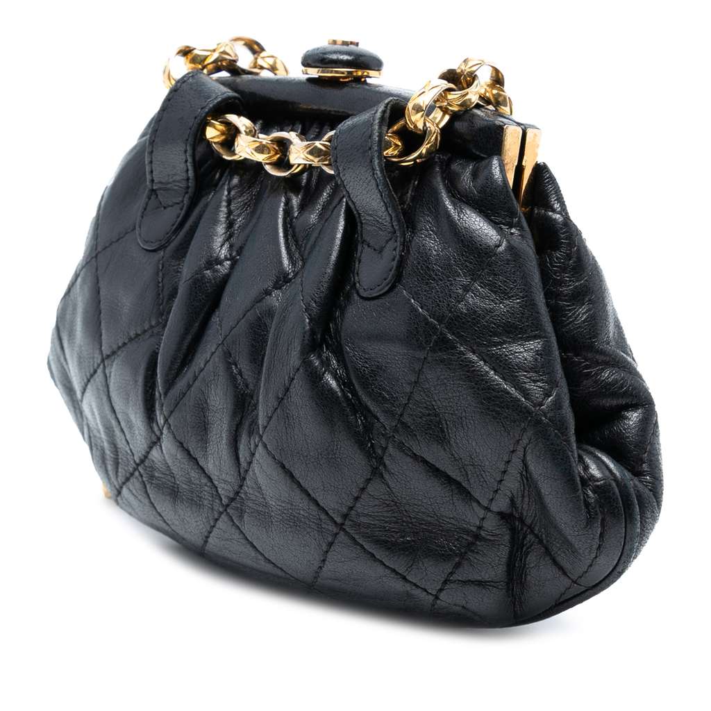 Chanel Quilted Lambskin Frame Bijoux Chain Kiss Lock Belt Bag - Back view
