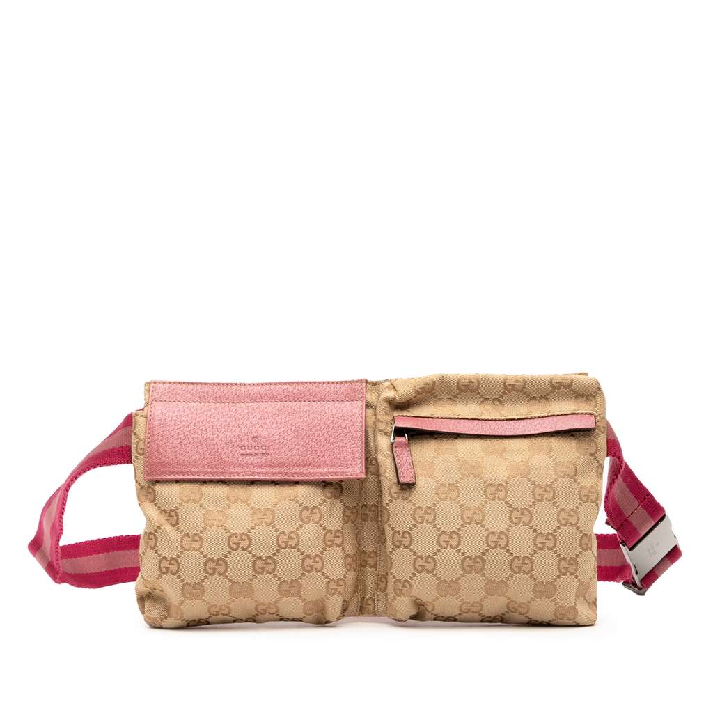 Gucci GG Canvas Web Double Pocket Belt Bag