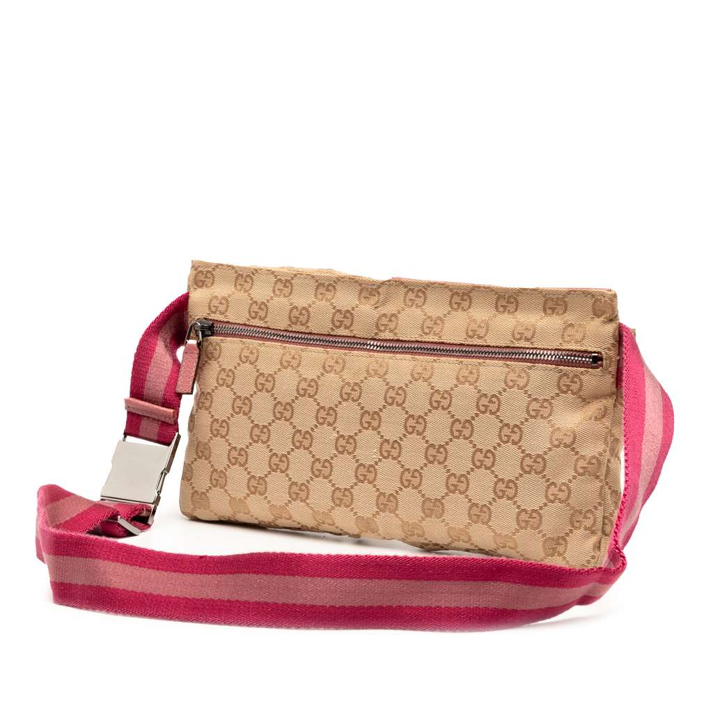 Gucci GG Canvas Web Double Pocket Belt Bag - Back view