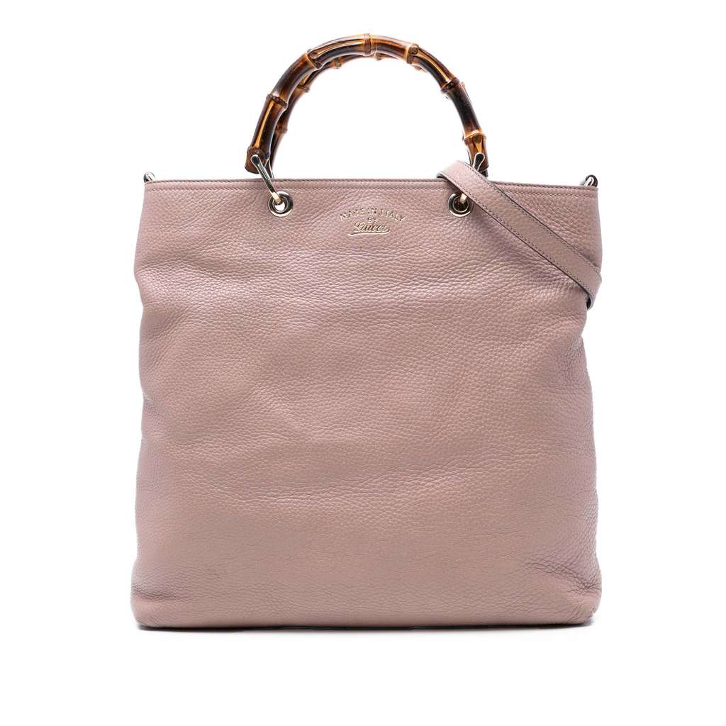 Gucci Tall Leather Bamboo Shopper Tote