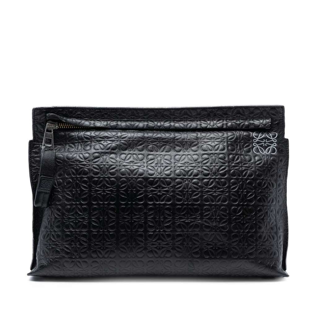 Loewe Embossed Leather Anagram Repeat T Clutch