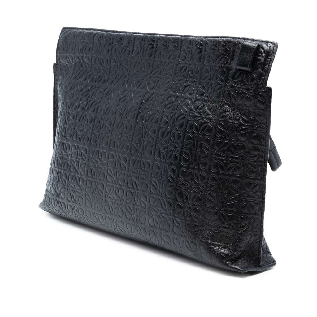 Loewe Embossed Leather Anagram Repeat T Clutch - Back view