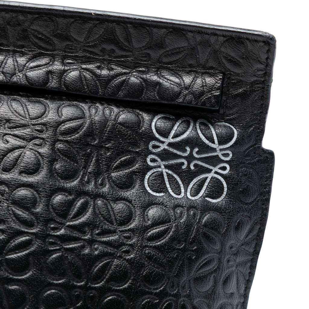 Loewe Embossed Leather Anagram Repeat T Clutch - Side view