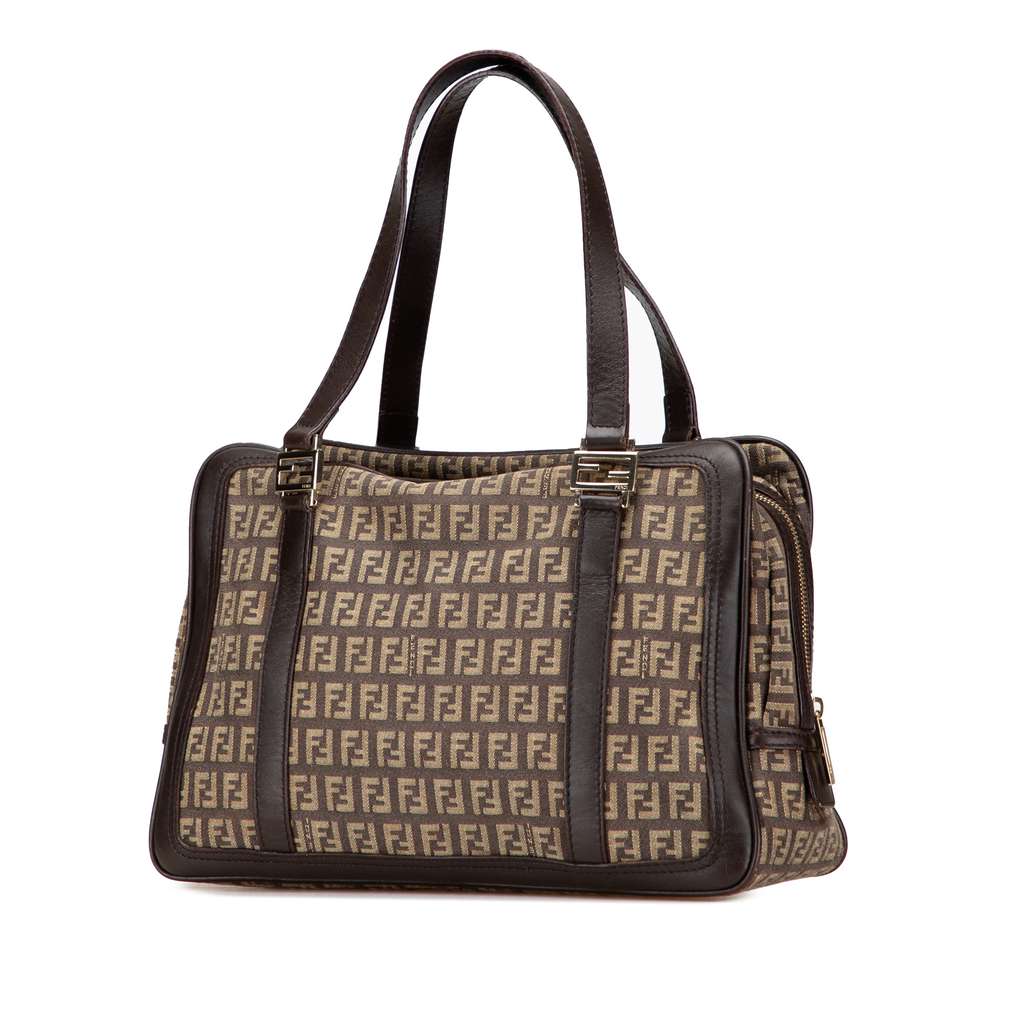 Fendi Zucchino Canvas Shoulder Bag - Back view