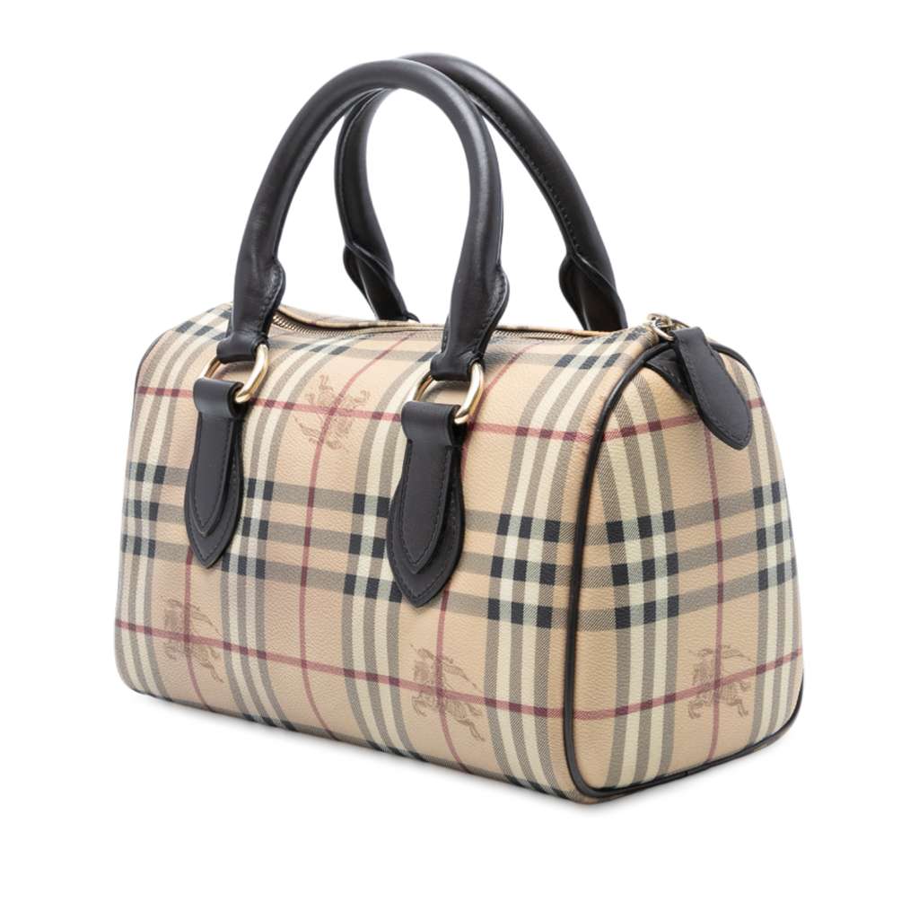 Burberry Medium Haymarket Check Coated Canvas Chester Bowling Bag - Back view